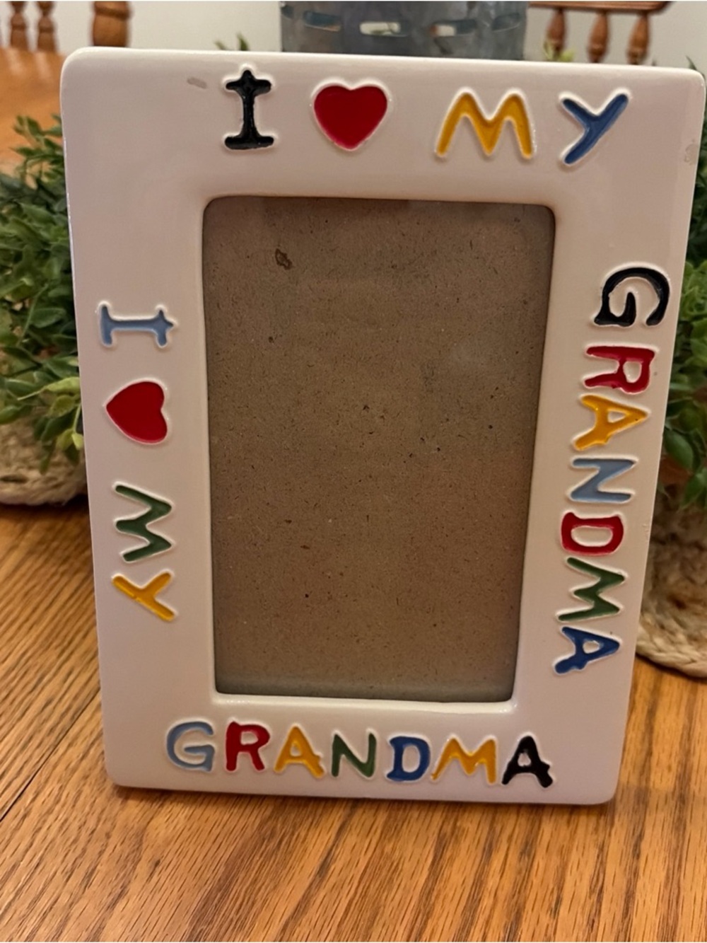 Vintage “I Love My Grandma” Photo Frame  4x6” 90s Colorful Ceramic Frame